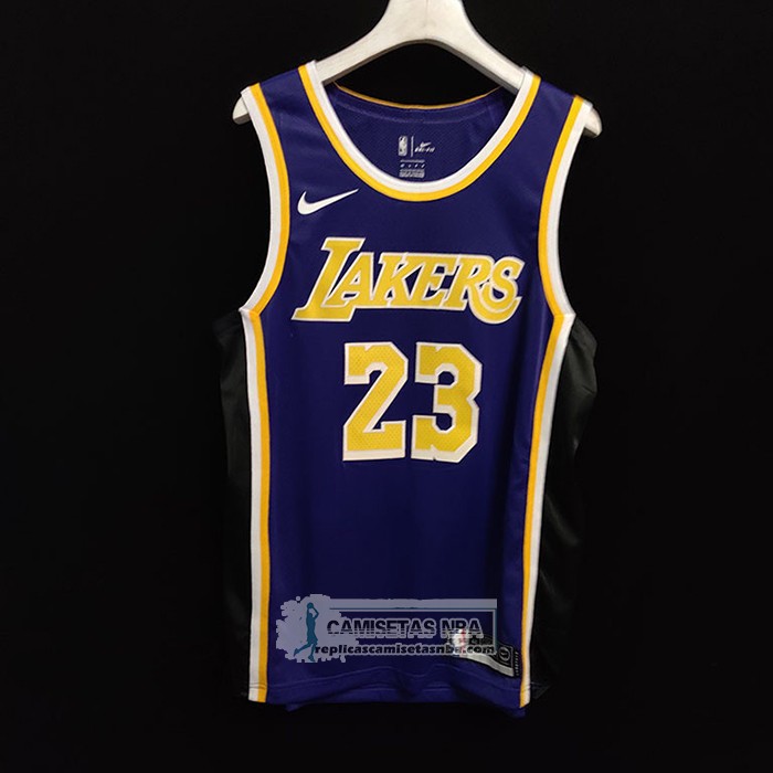 Camiseta Los Angeles Lakers LeBron James NO 23 Statement Autentico Violeta